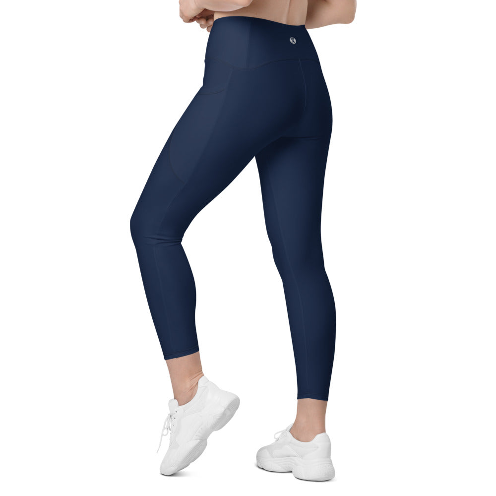 Navy Crossover Leggings with Pockets