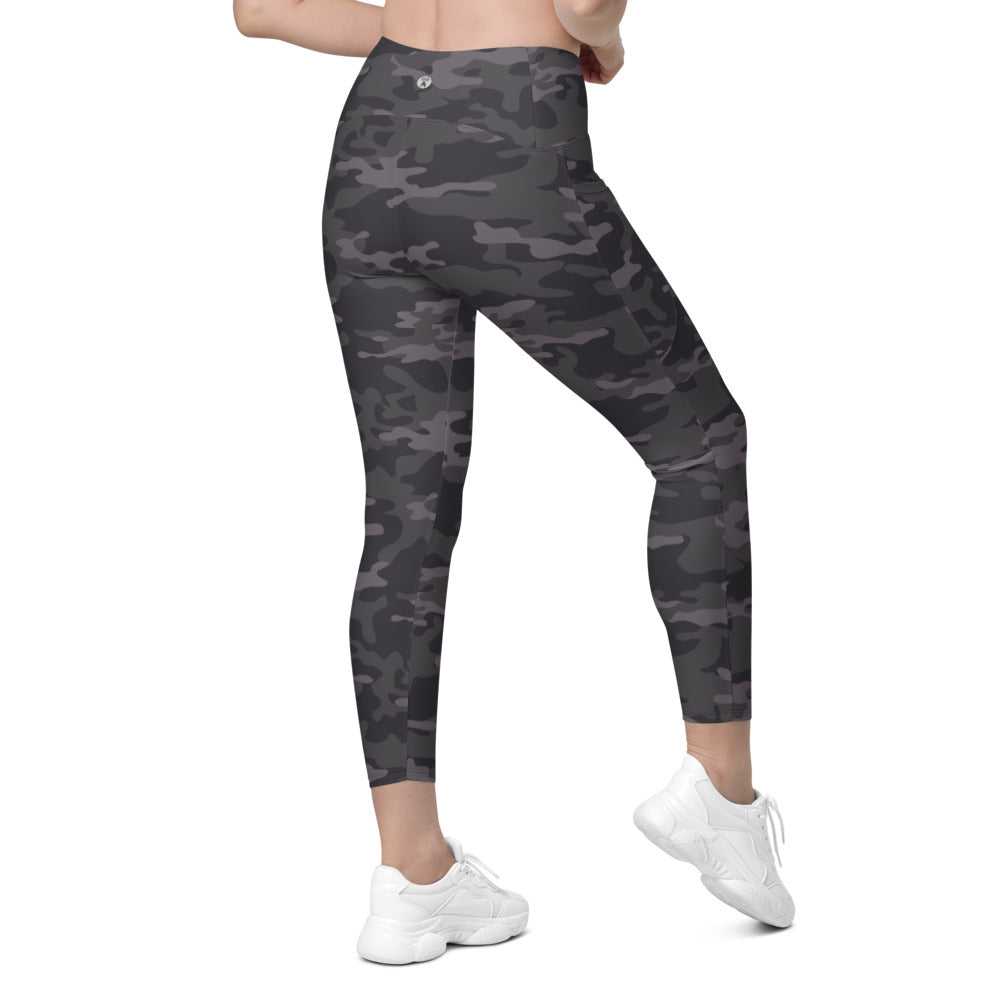 Dark Camo Crossover Leggings with Pockets