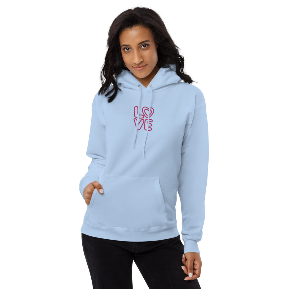 Eco-Conscious Love Embroidered Fleece Hoodie