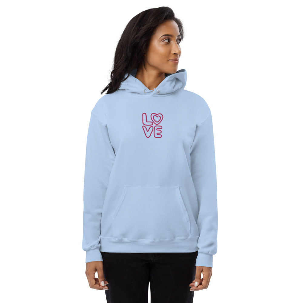 Eco-Conscious Love Embroidered Fleece Hoodie