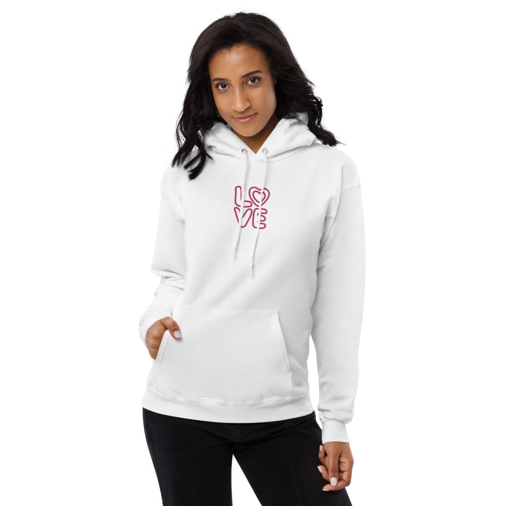 Eco-Conscious Love Embroidered Fleece Hoodie