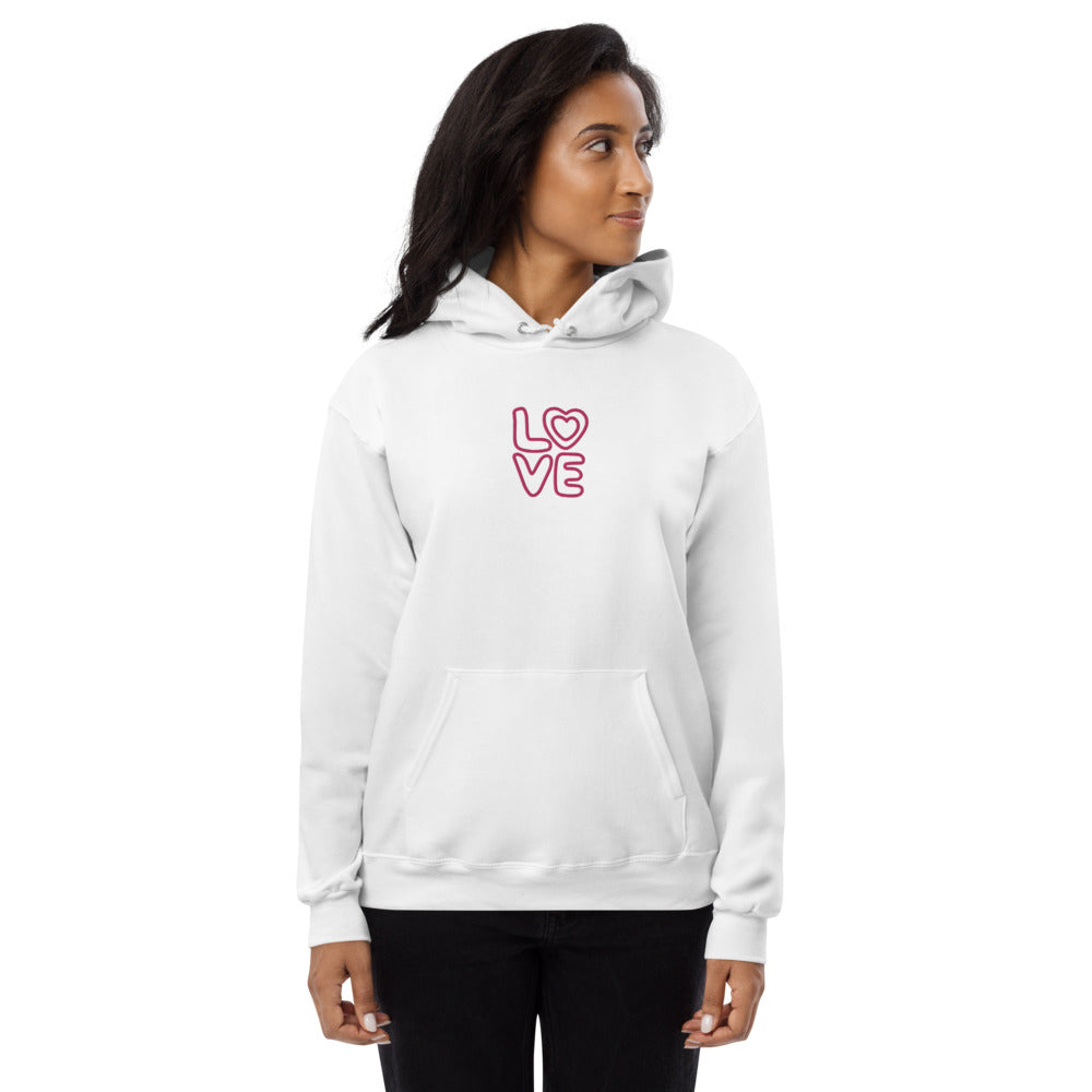 Eco-Conscious Love Embroidered Fleece Hoodie