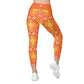 Orange Ikat Crossover Leggings With Pockets