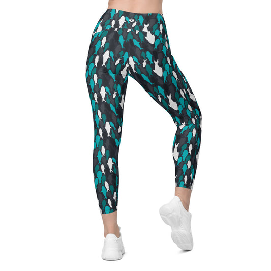 Aqua Marine Crossover Leggings with Pockets