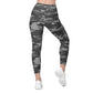 Gray Camo Crossover Leggings with Pockets