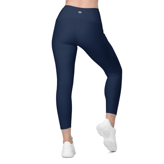 Navy Crossover Leggings with Pockets