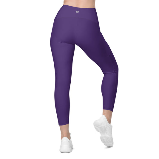 Purple Crossover Leggings with Pockets