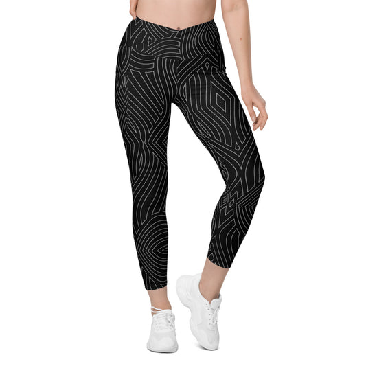 Black Silverline Crossover Leggings With Pockets