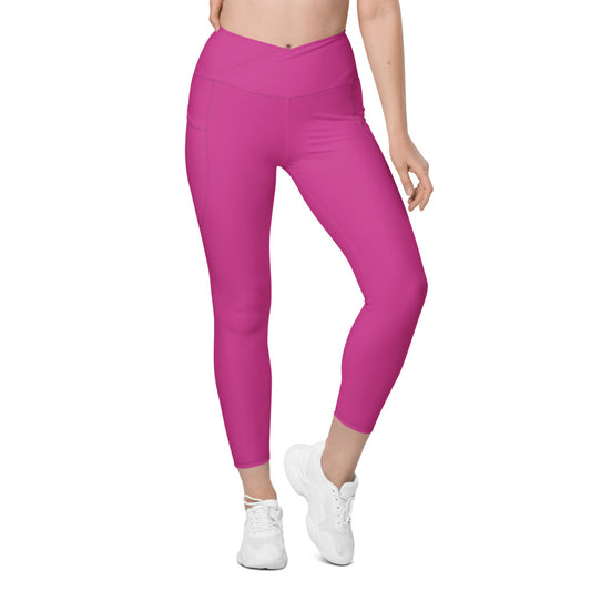 Hot Pink Crossover Leggings with Pockets