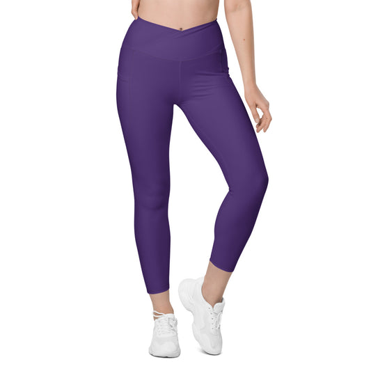 Purple Crossover Leggings with Pockets