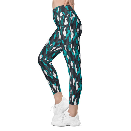 Aqua Marine Crossover Leggings with Pockets