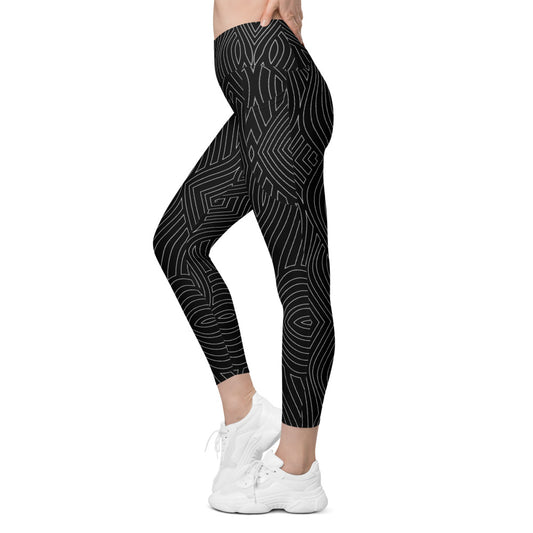Black Silverline Crossover Leggings With Pockets