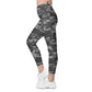 Gray Camo Crossover Leggings with Pockets