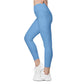 Light Blue Crossover Leggings with Pockets