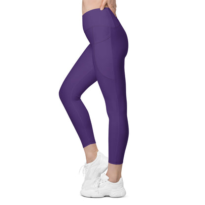 Purple Crossover Leggings with Pockets