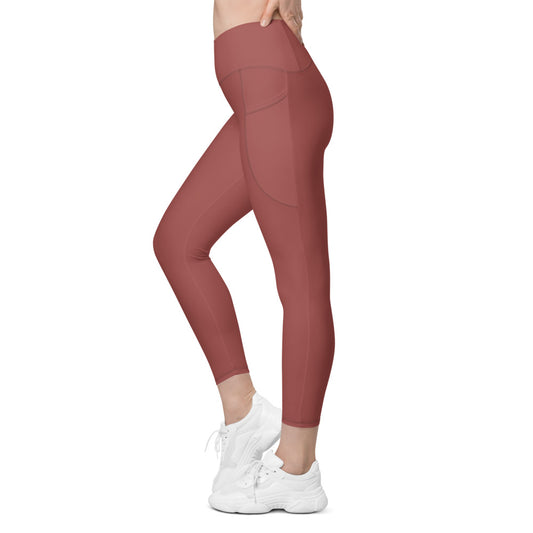 Terracotta Crossover Leggings with Pockets