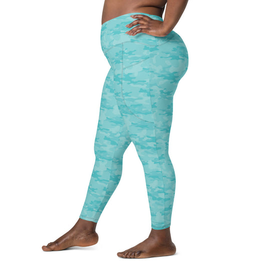 Seafoam Camo Plus Size Leggings with Pockets