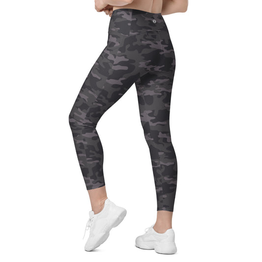Dark Camo Crossover Leggings with Pockets