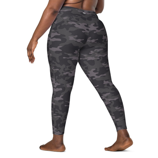 Dark Gray Camo Plus Size Leggings with Pockets