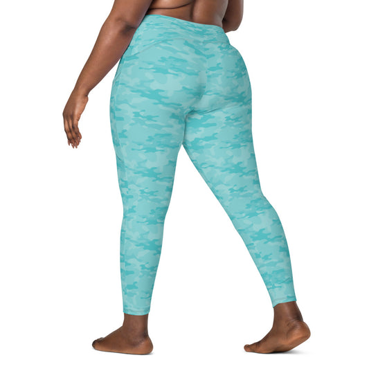 Seafoam Camo Plus Size Leggings with Pockets