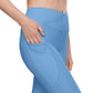 Light Blue Crossover Leggings with Pockets