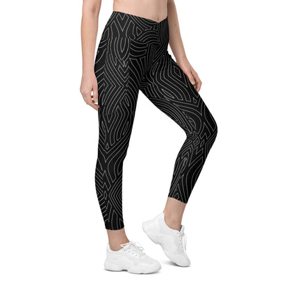 Black Silverline Crossover Leggings With Pockets