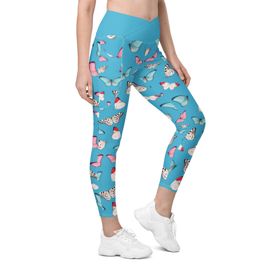Butterfly Sky Crossover Leggings with Pockets