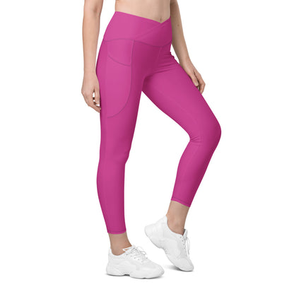 Hot Pink Crossover Leggings with Pockets