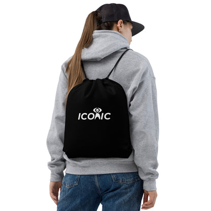 ICONIC Logo Black Drawstring Bag