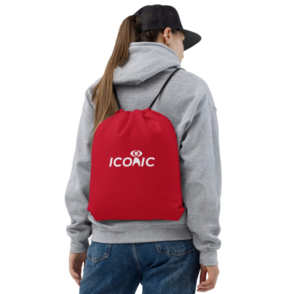 ICONIC Logo Red Drawstring Bag