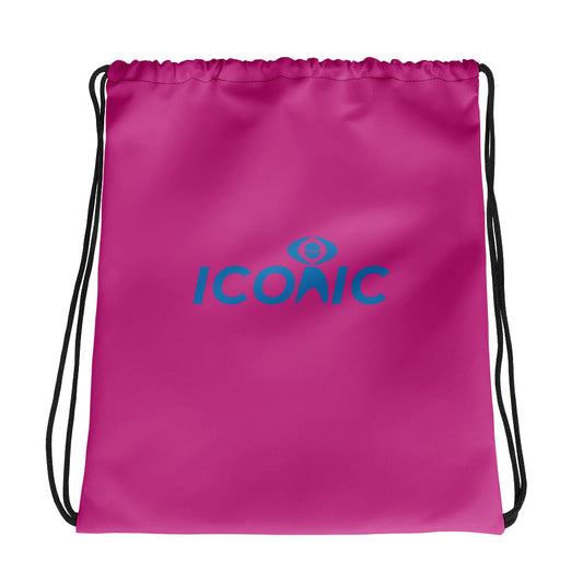 ICONIC Logo Hot Pink Drawstring Bag