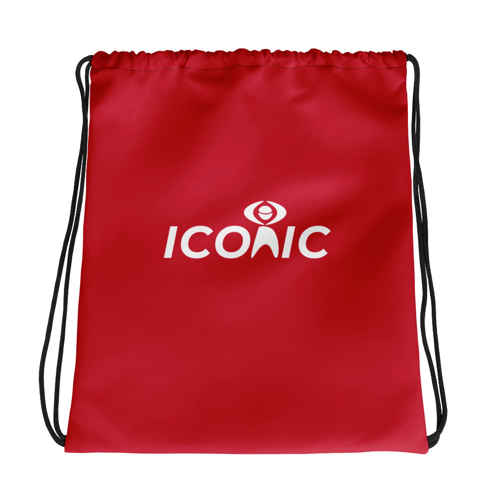 ICONIC Logo Red Drawstring Bag