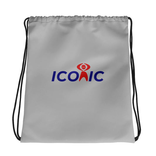 ICONIC Logo Silver Drawstring Bag