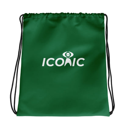 ICONIC Logo Emerald Green Drawstring Bag