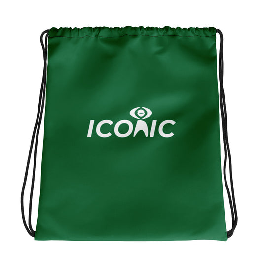 ICONIC Logo Emerald Green Drawstring Bag