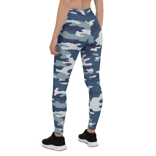 Blue Camo Mid-Rise Leggings