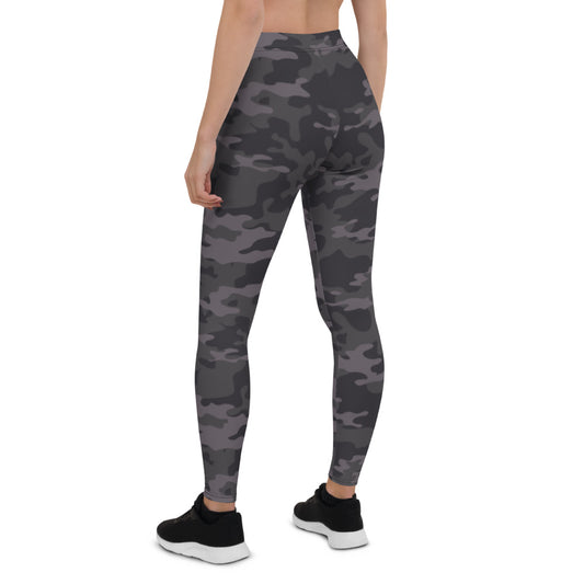 Dark Gray Camo Mid-Rise Leggings