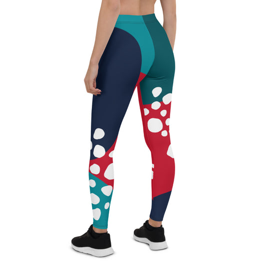 Abstraction Mid-Rise Red Leggings