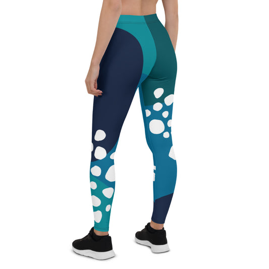 Abstraction Mid-Rise Blue Leggings