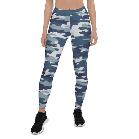 Blue Camo Mid-Rise Leggings