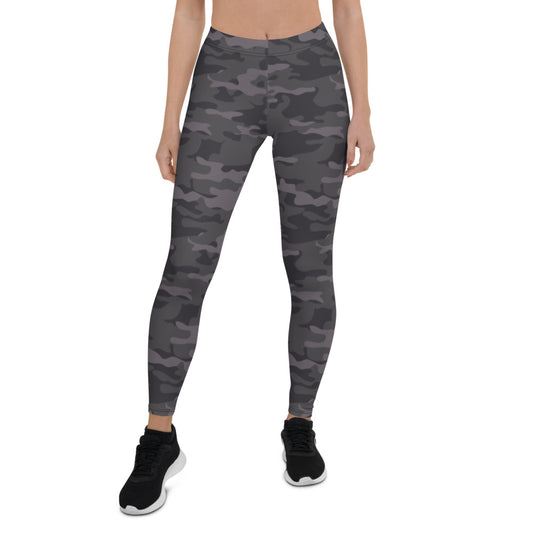 Dark Gray Camo Mid-Rise Leggings
