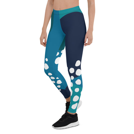 Abstraction Mid-Rise Blue Leggings