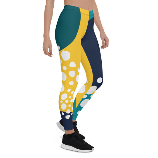 Abstraction Mid-Rise Yellow Leggings