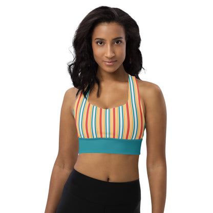 Eastern Blue Striped High Impact Sports Bra