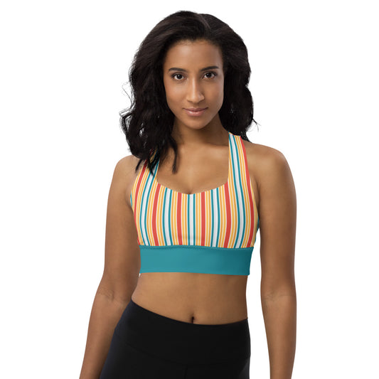 Eastern Blue Striped High Impact Sports Bra