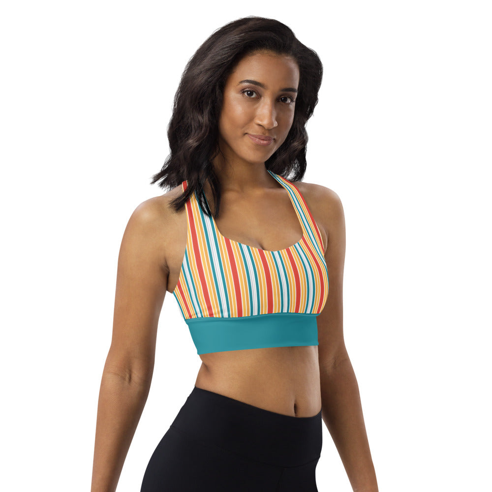 Eastern Blue Striped High Impact Sports Bra