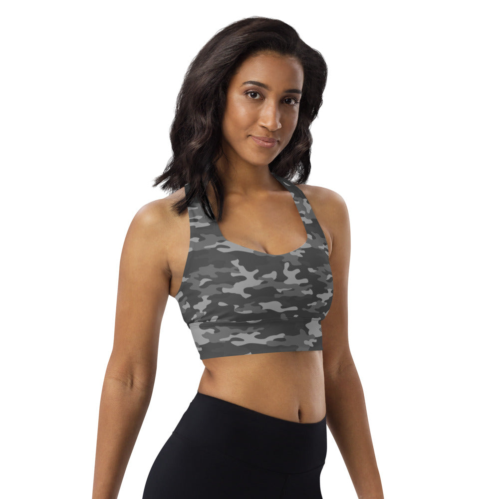 Gray Camo High Impact Sports Bra