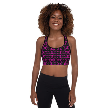 Black Lavender Padded Sports Bra