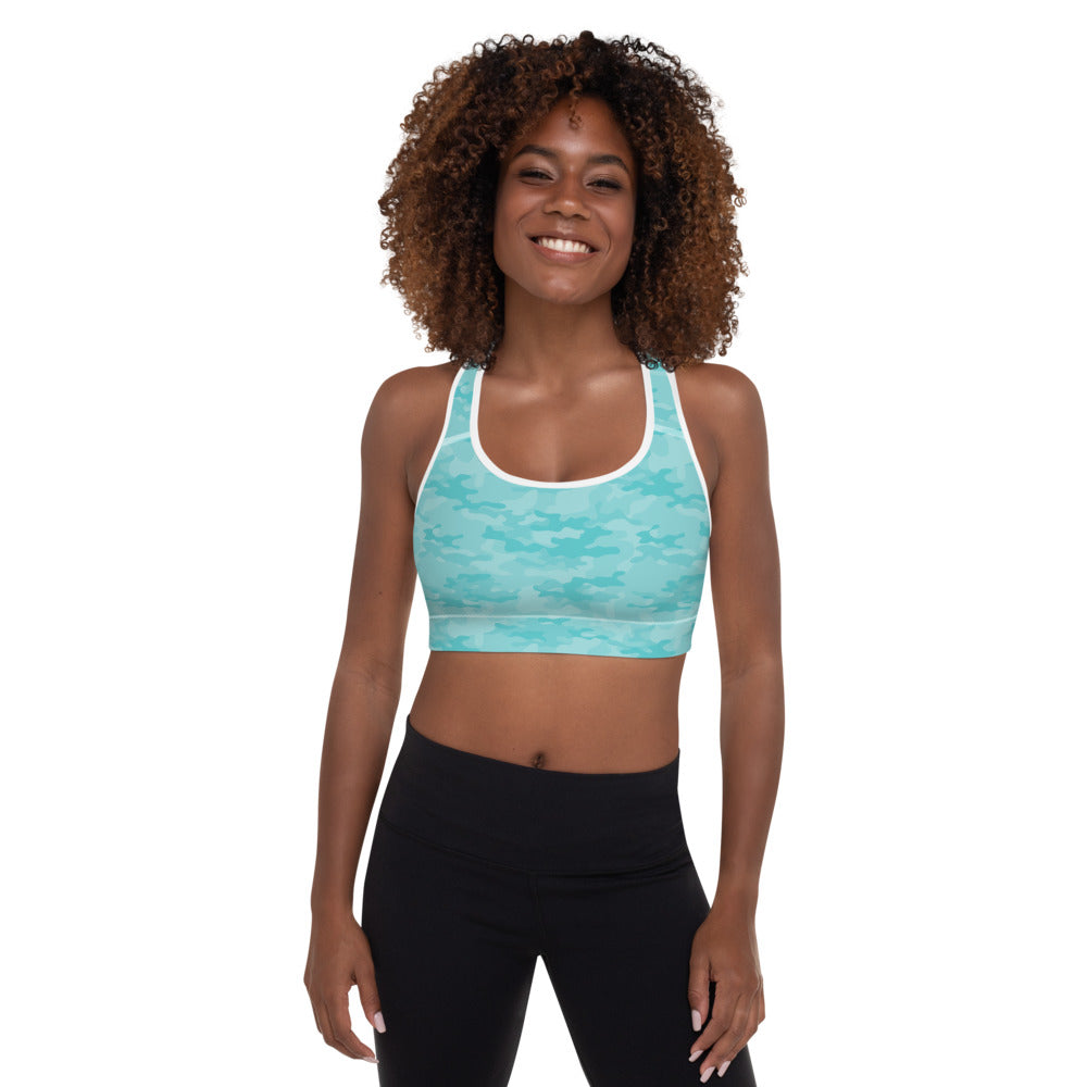 Seafoam Camo Padded Sports Bra