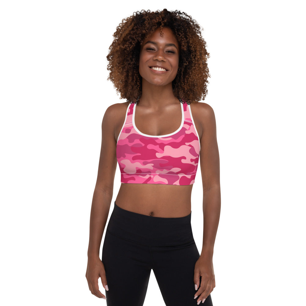 Pink Camo Padded Sports Bra